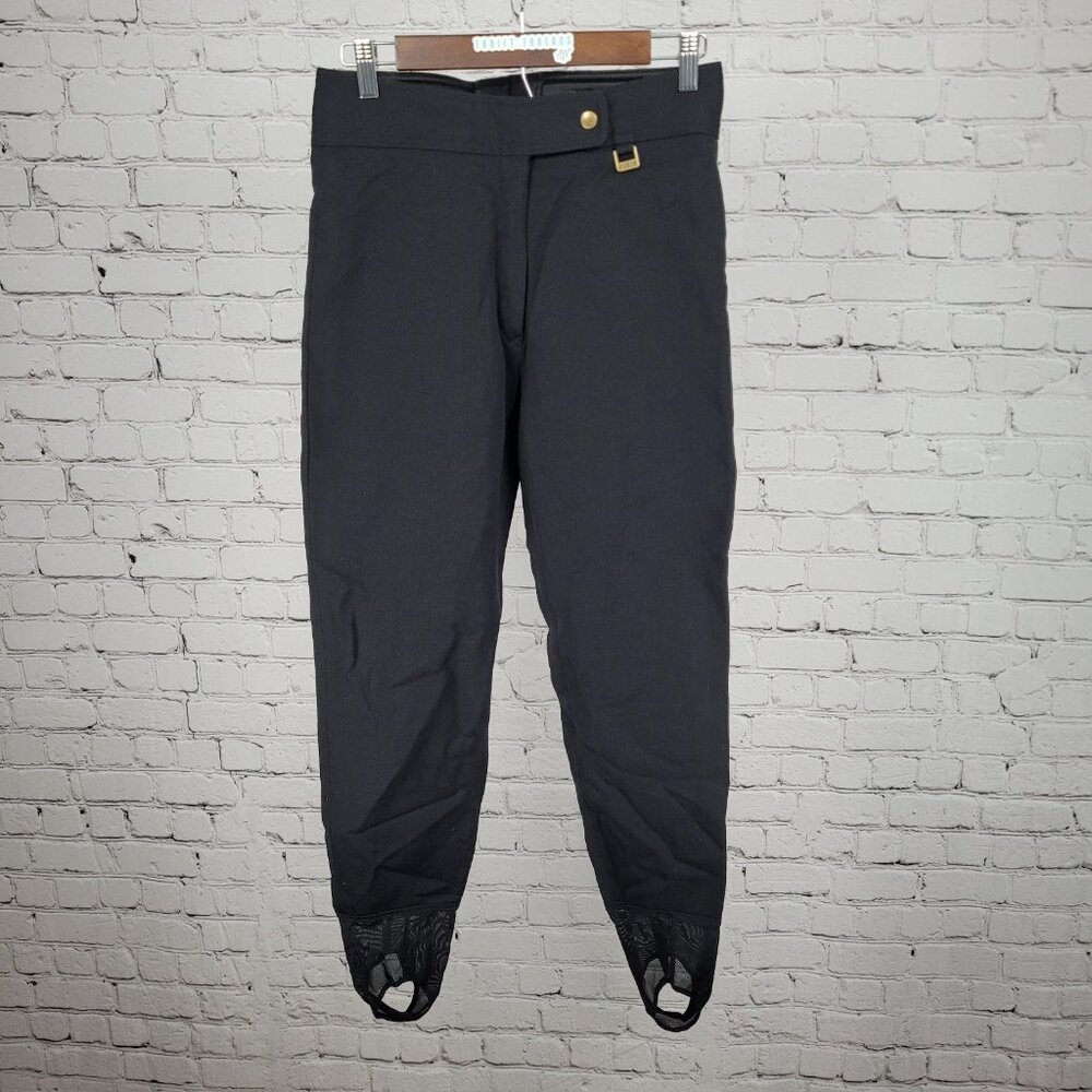 VTG Cobor Schoeller Black Wool Nylon Blend Stirrup Ski Snow Pants 10 (28x23)